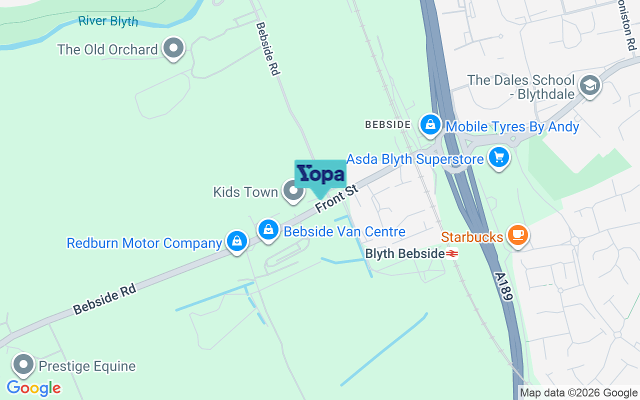 Map showing the location of NE24 4HW
