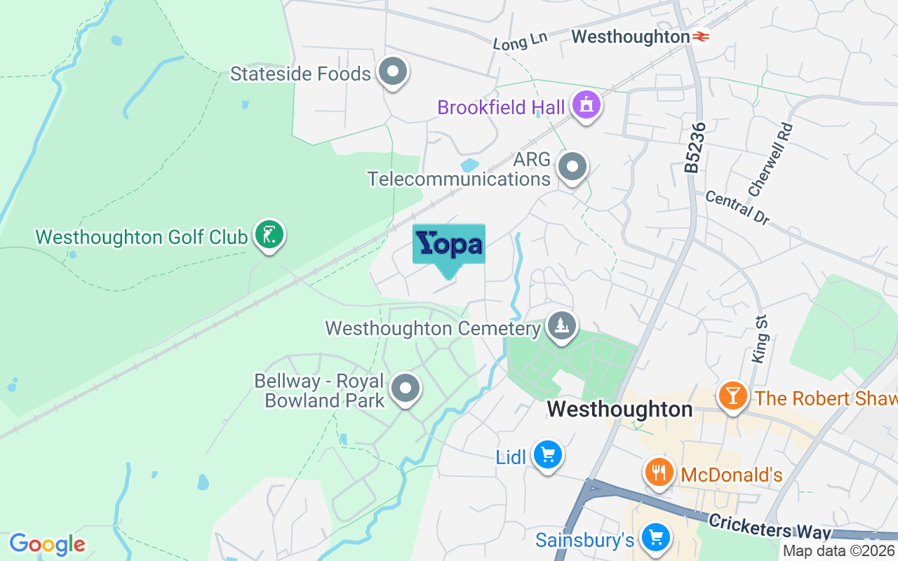Map showing the location of BL5 3FG