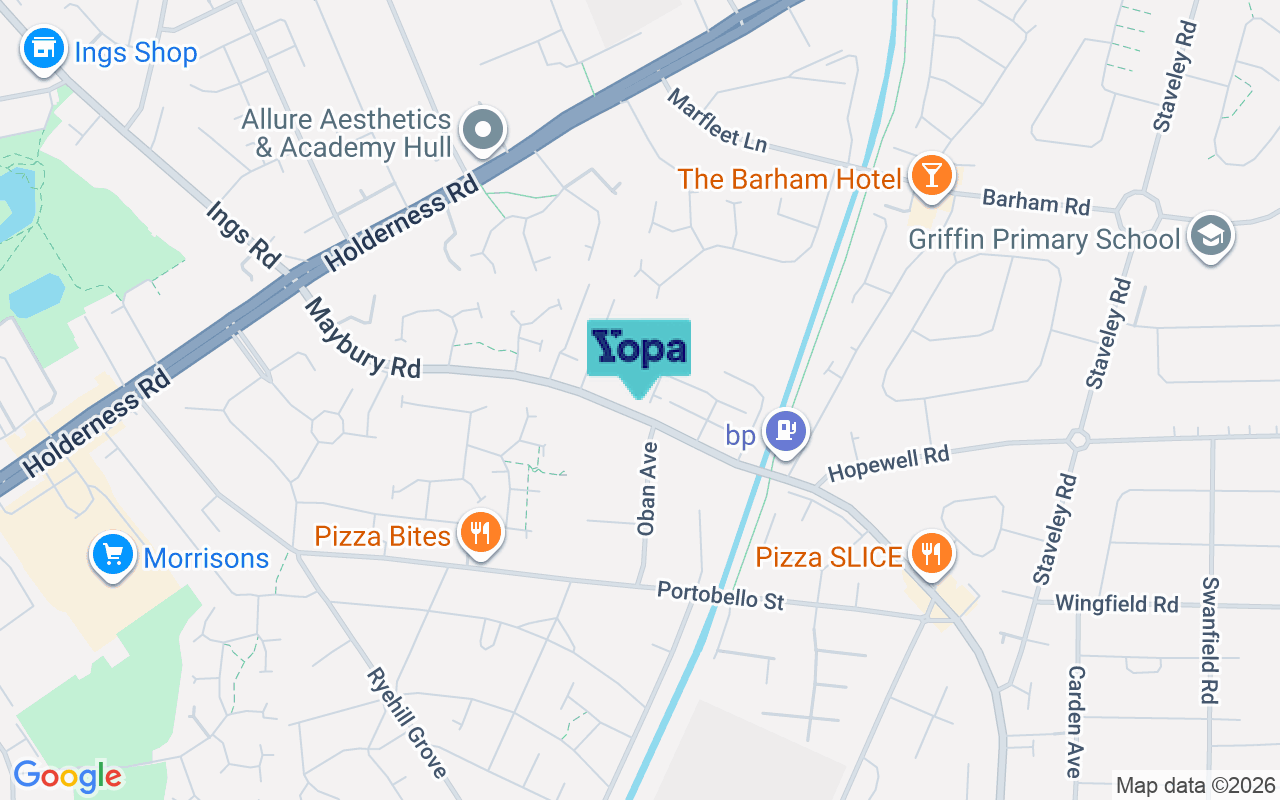 Map showing the location of HU9 3LB