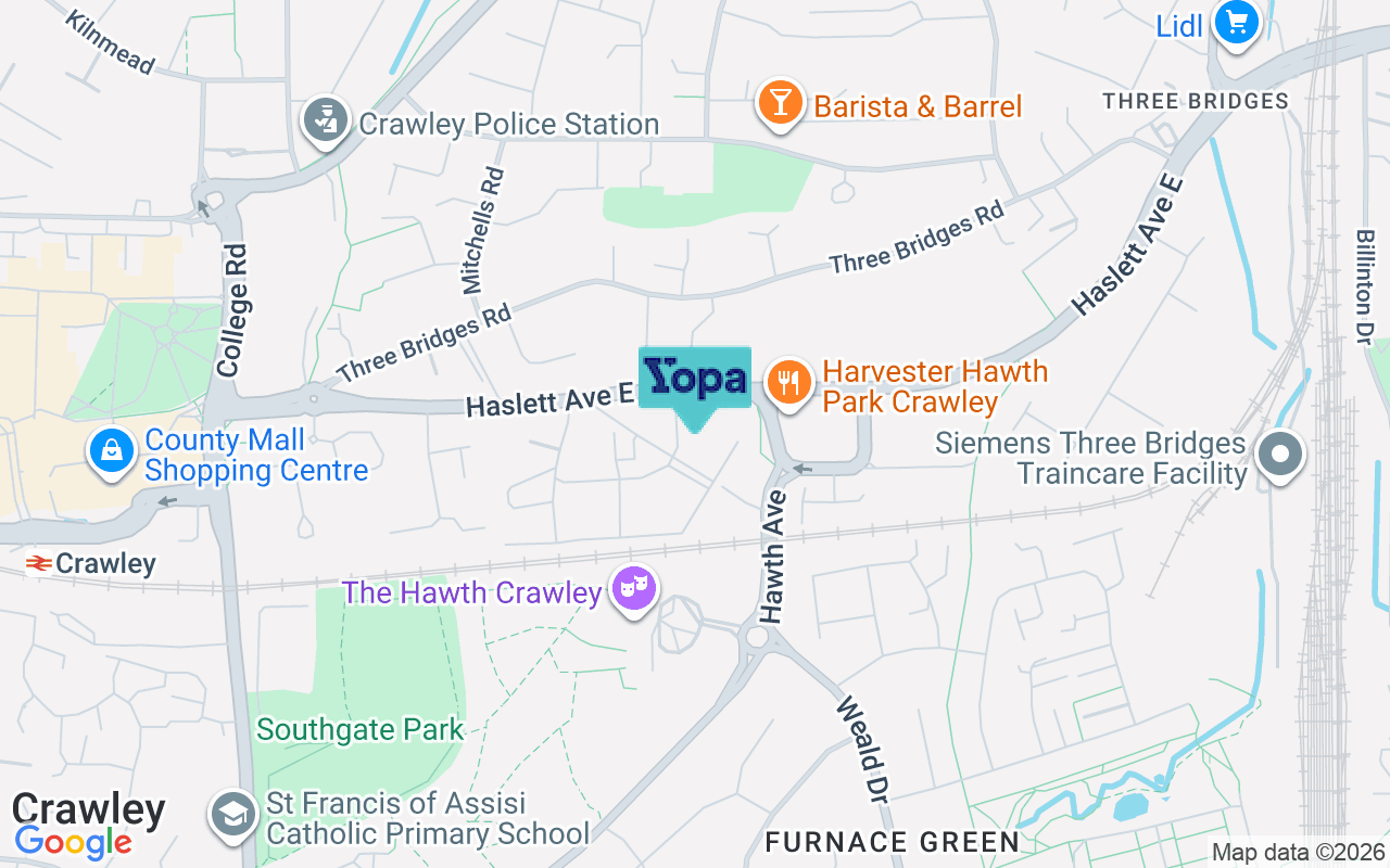 Map showing the location of RH10 1AW
