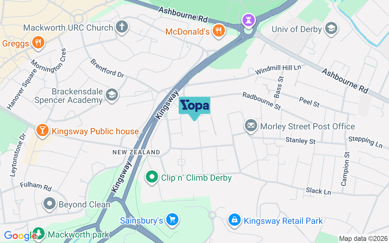 Map showing the location of DE22 3BX