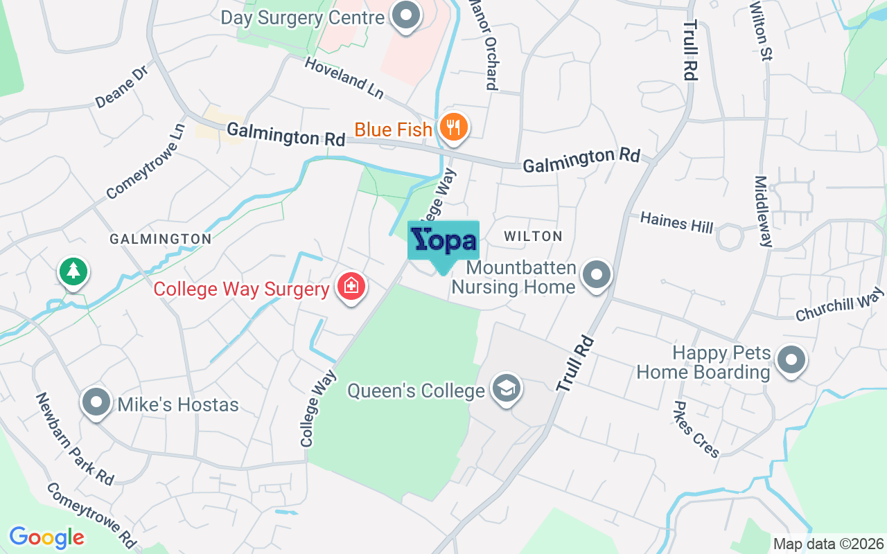 Map showing the location of TA1 4TH