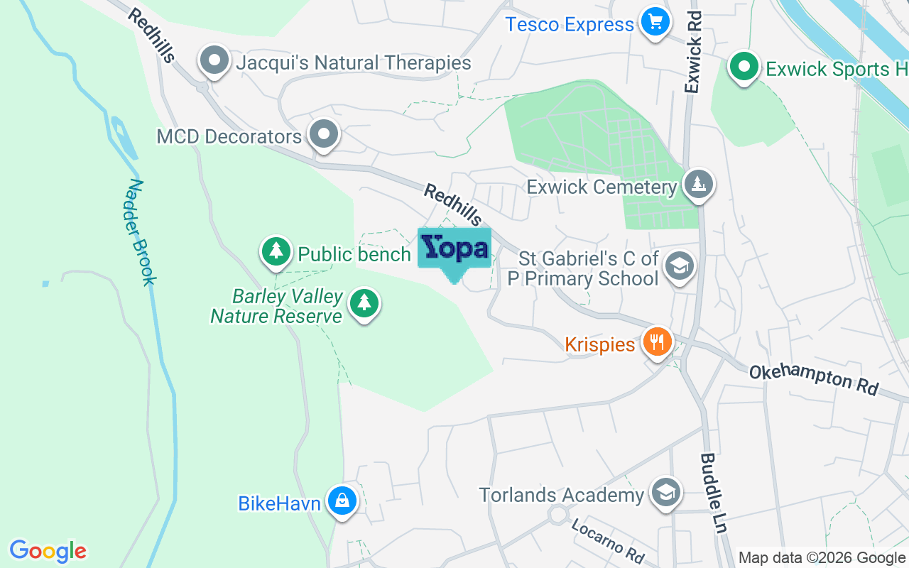 Map showing the location of EX4 1SD