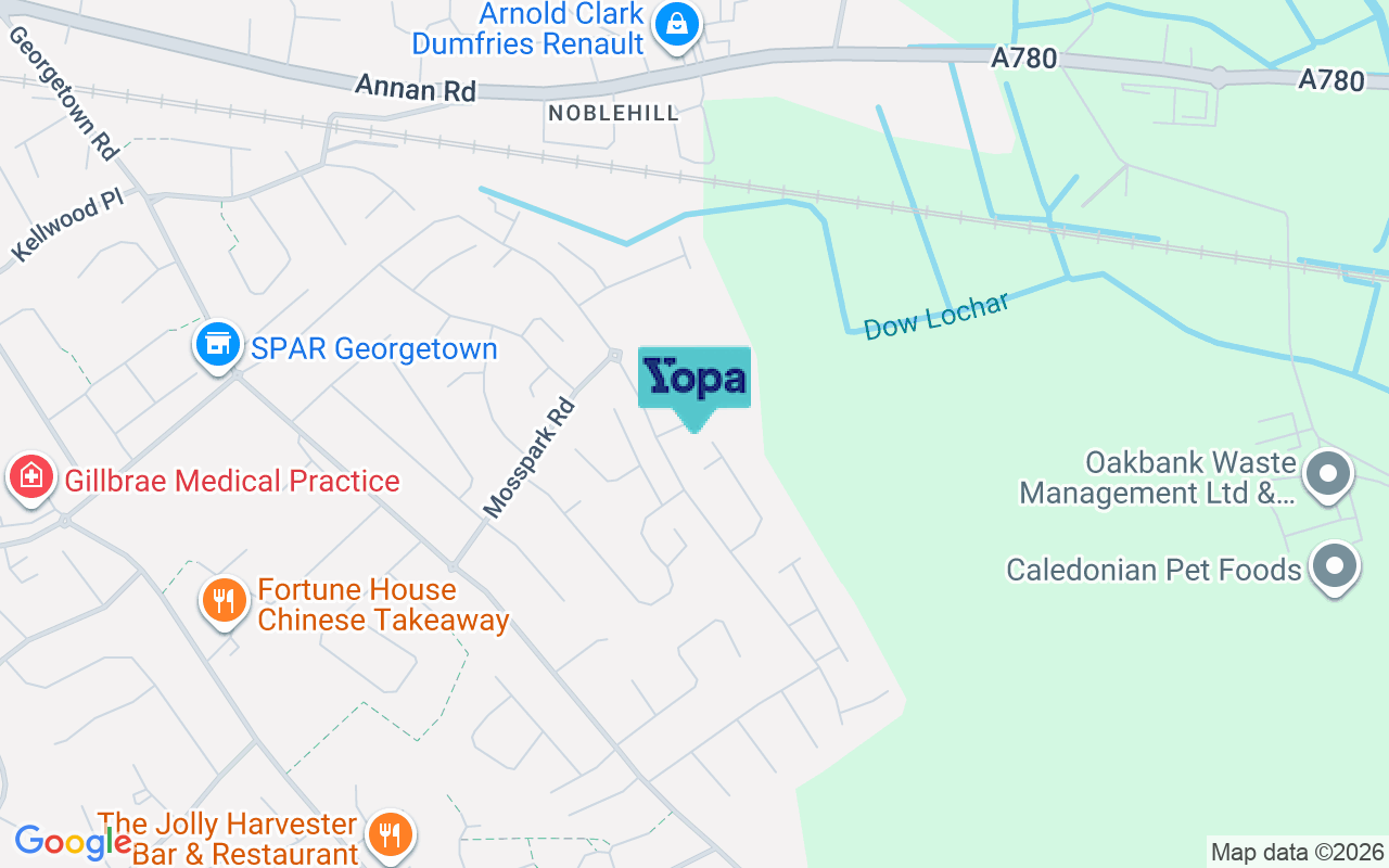 Map showing the location of DG1 4SF
