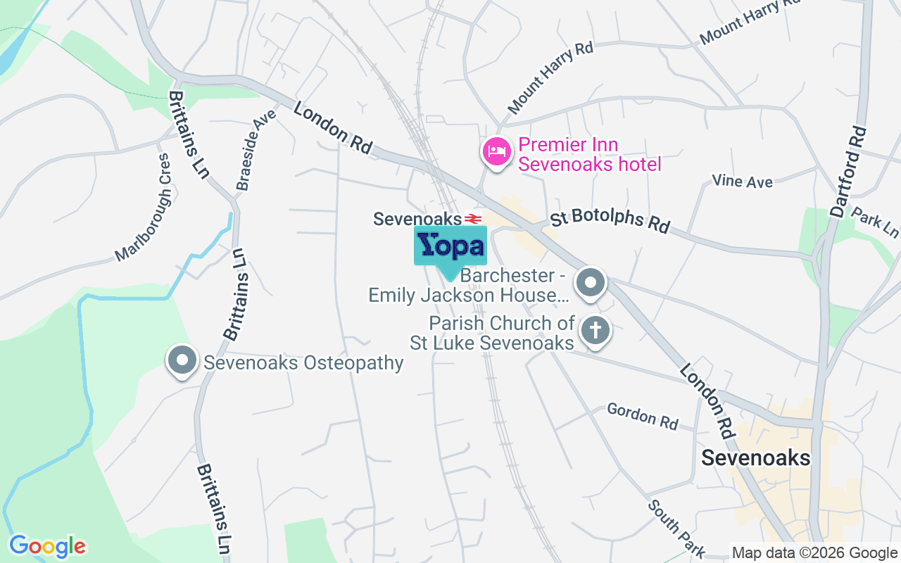 Map showing the location of TN13 1PA