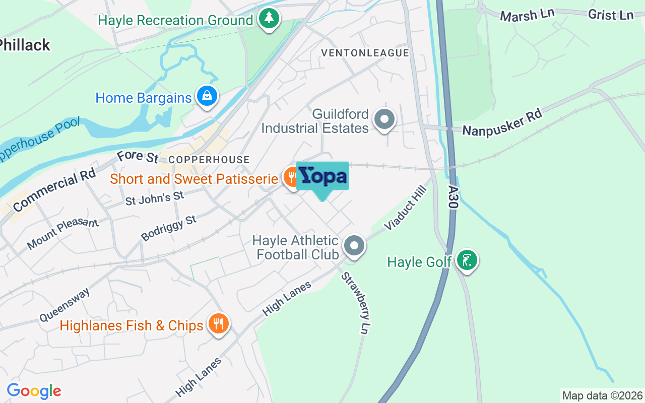 Map showing the location of TR27 5FU