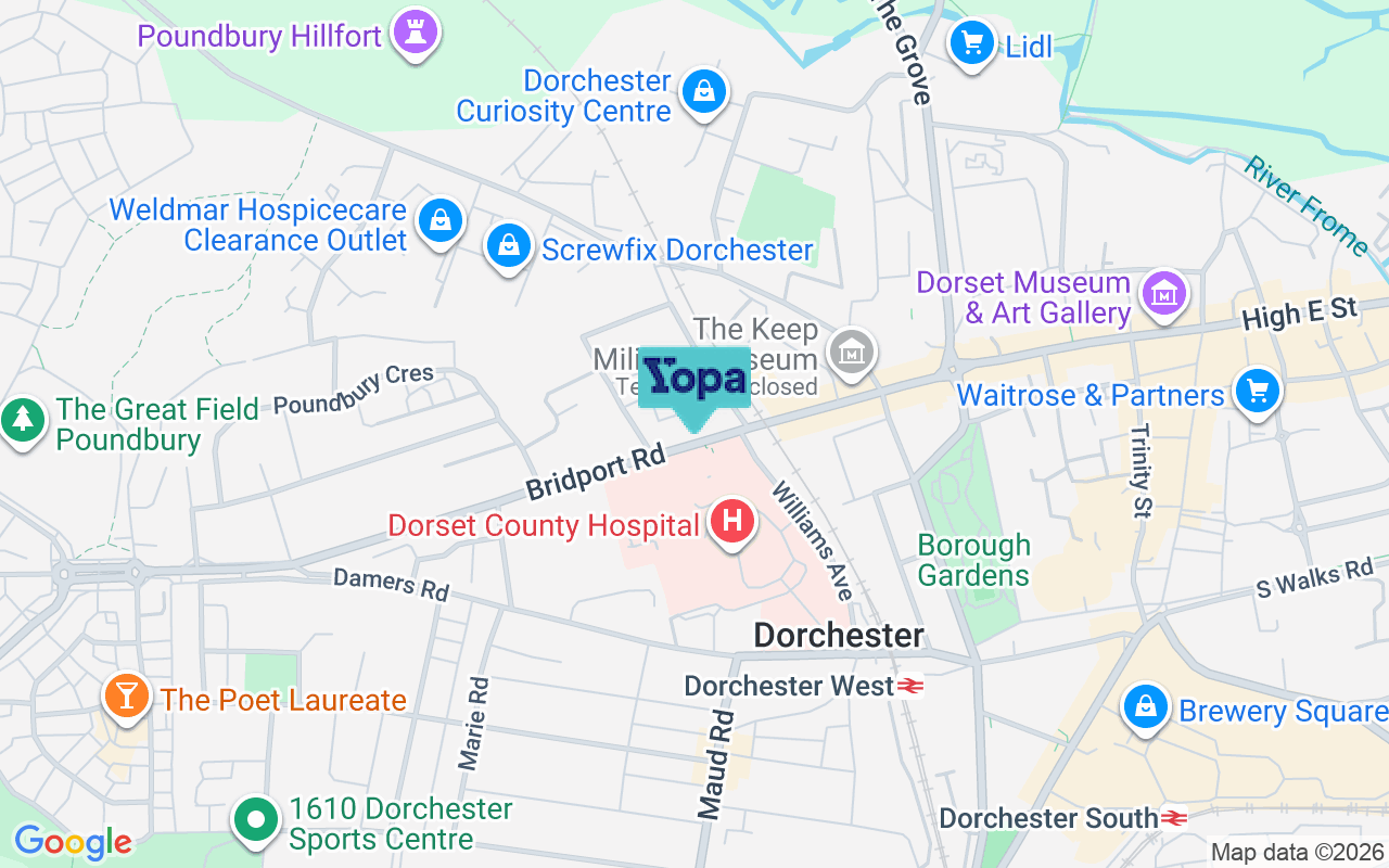 Map showing the location of DT1 2NG
