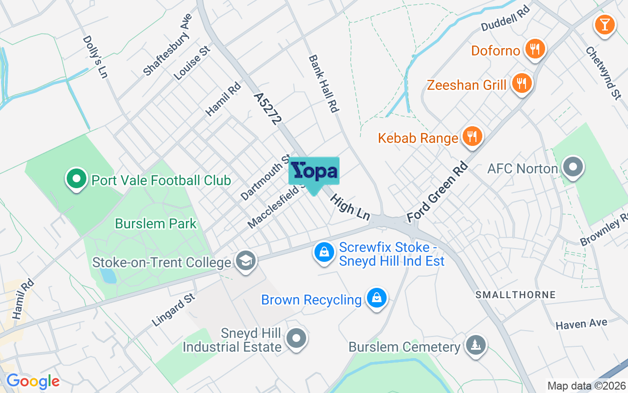 Map showing the location of ST6 1HT