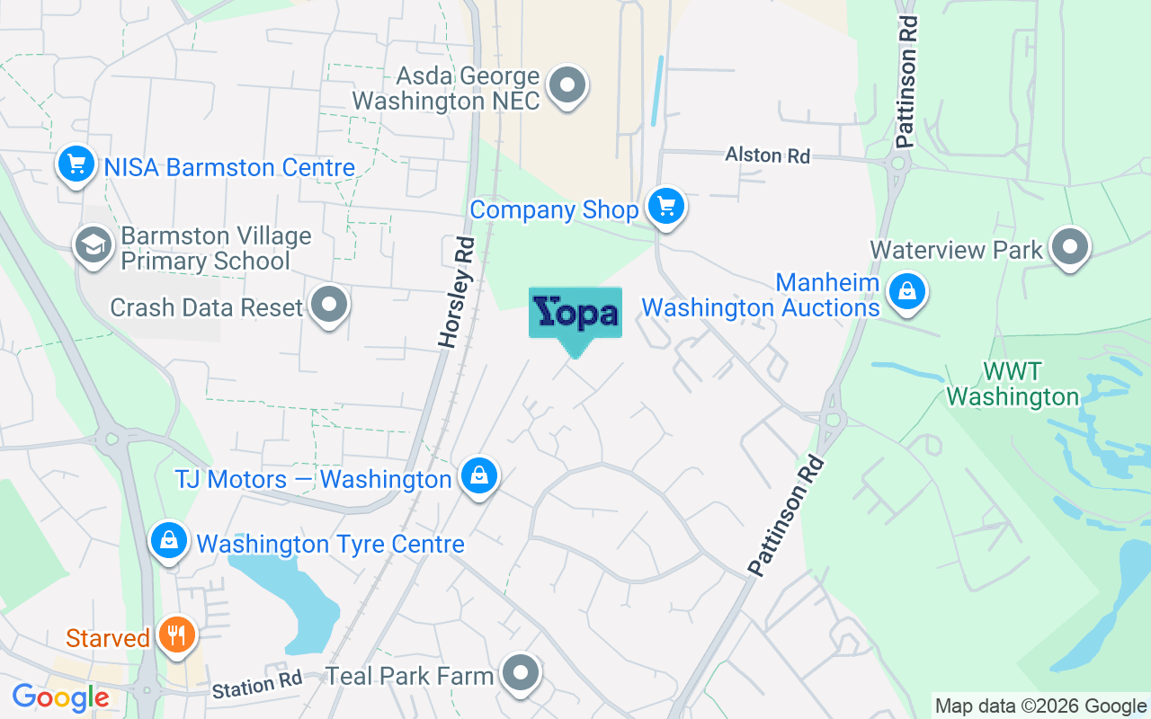 Map showing the location of NE38 8TT
