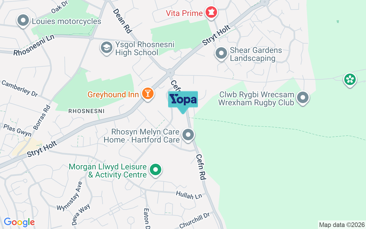 Map showing the location of LL13 9NH