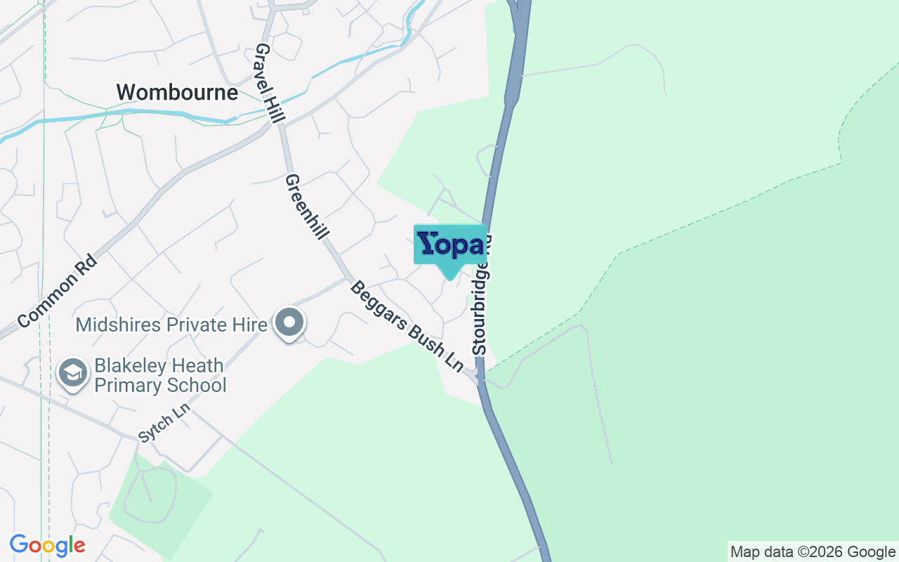 Map showing the location of WV5 0NU