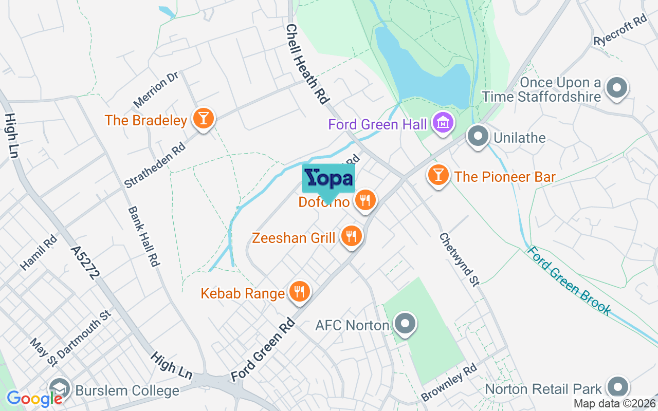 Map showing the location of ST6 1LY