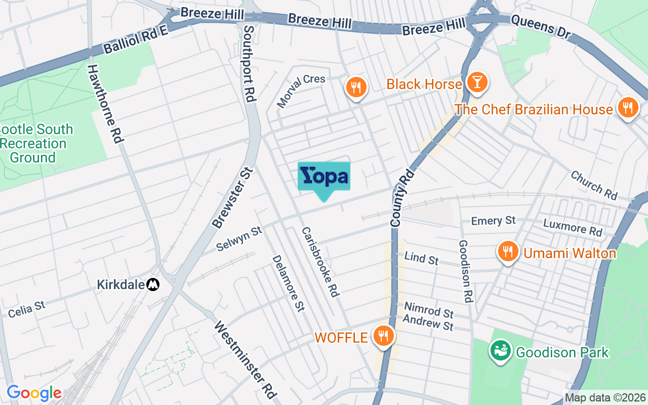 Map showing the location of L4 3RW