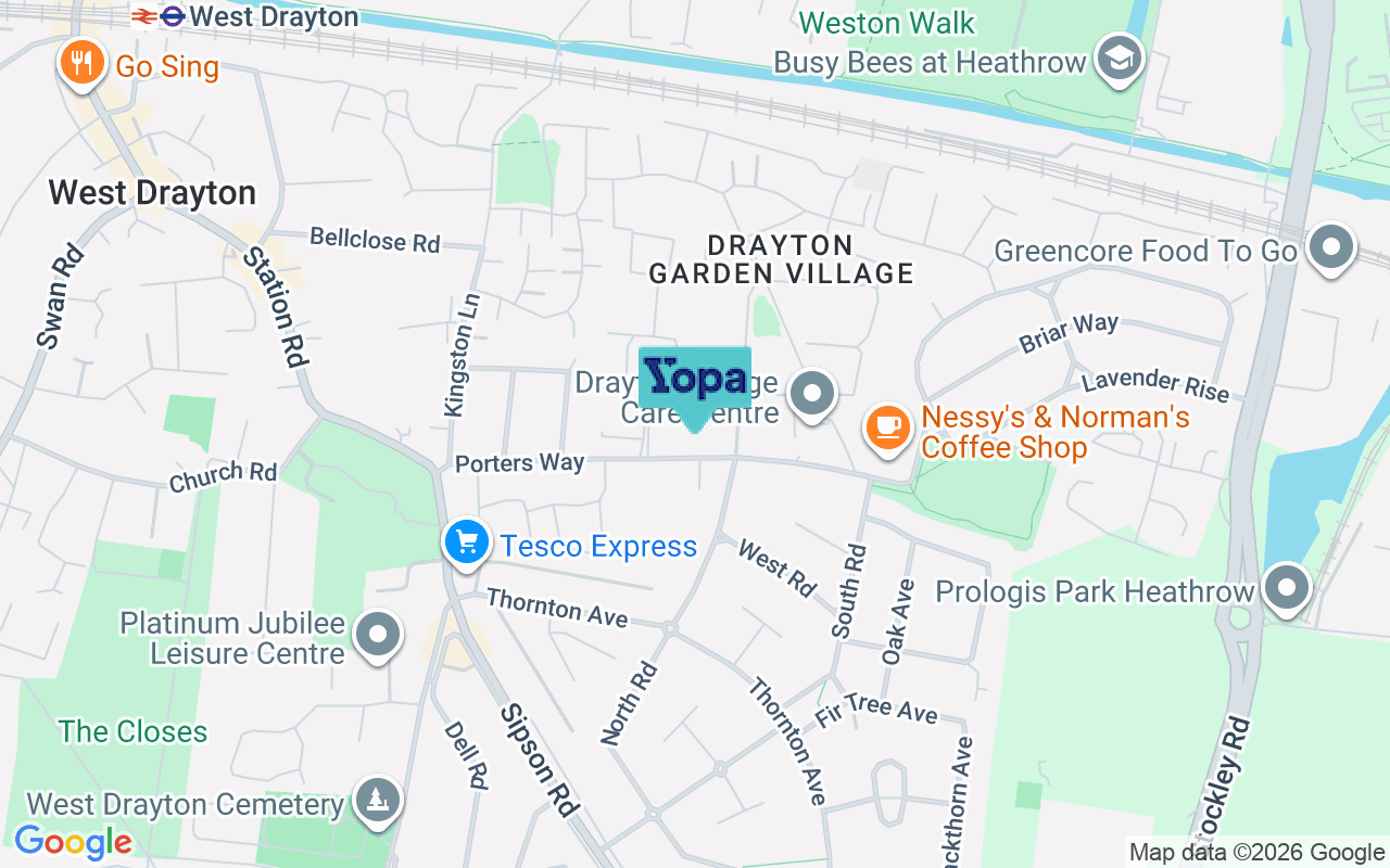 Map showing the location of UB7 9AA