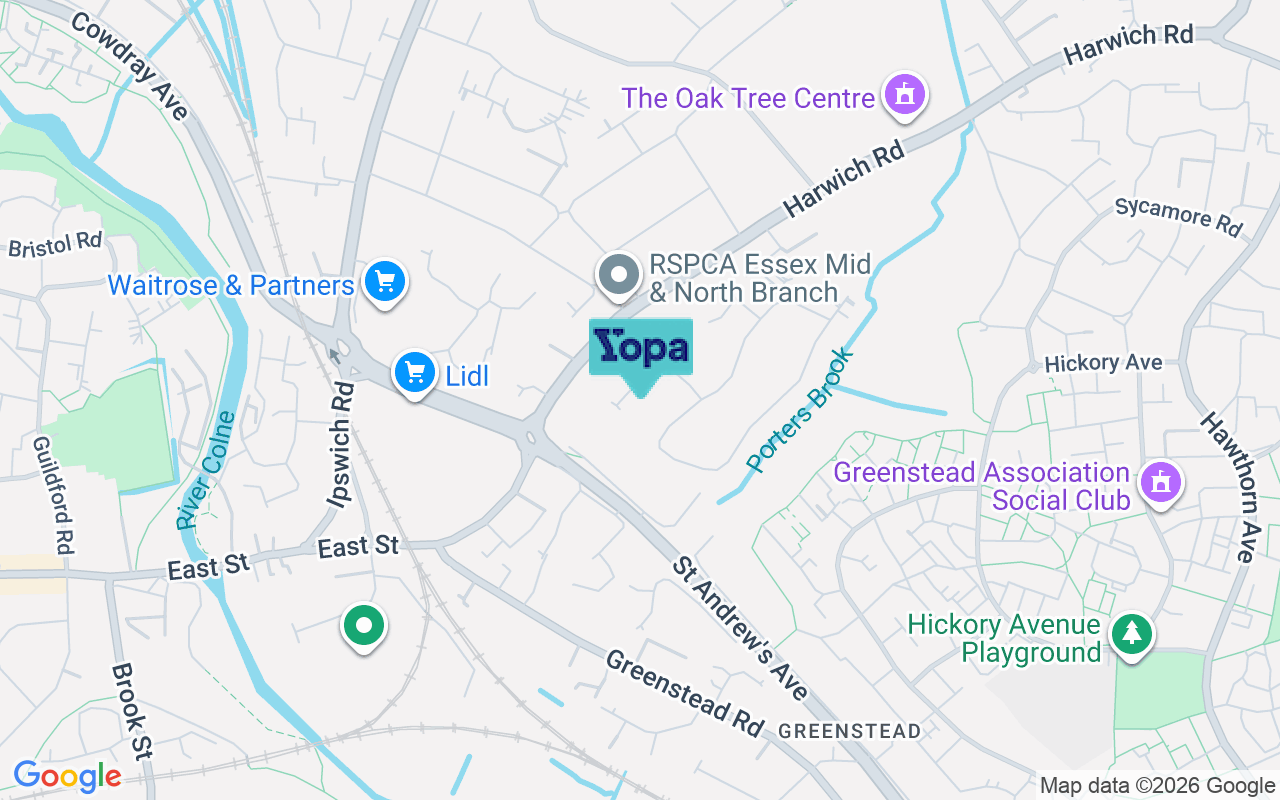 Map showing the location of CO4 3AS