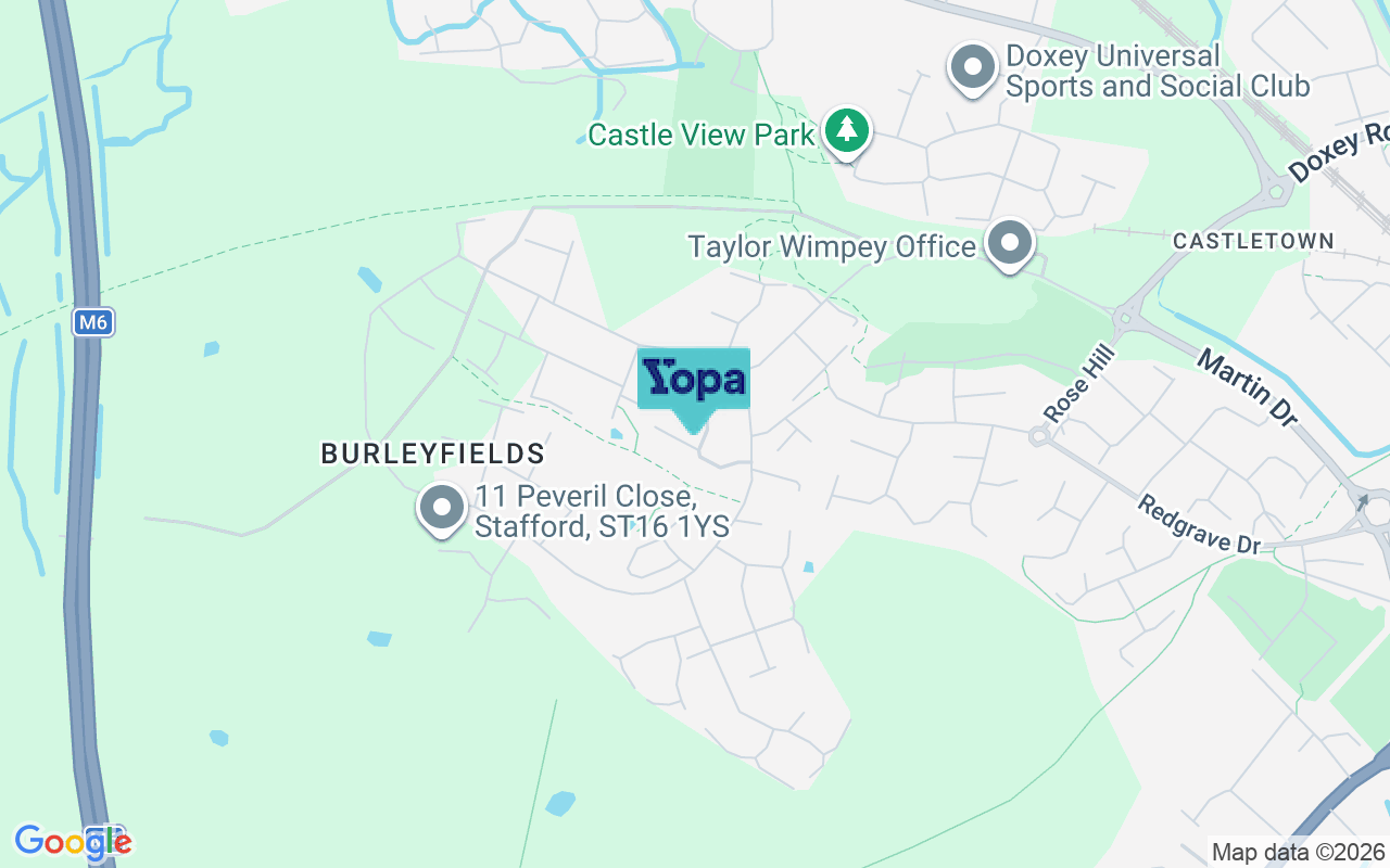 Map showing the location of ST16 1YU