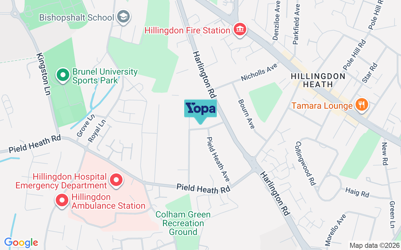 Map showing the location of UB8 3HH