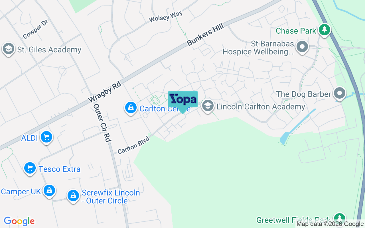 Map showing the location of LN2 4FQ