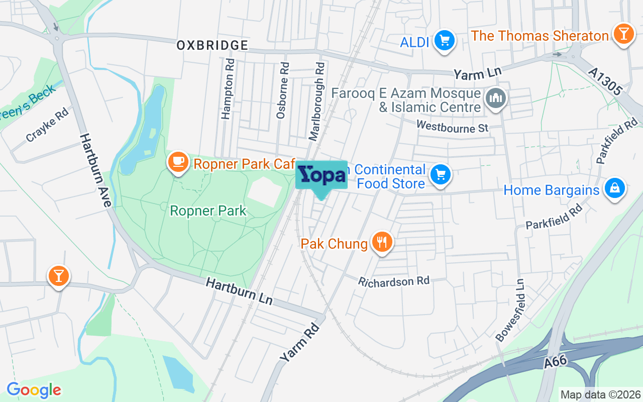 Map showing the location of TS18 3PR
