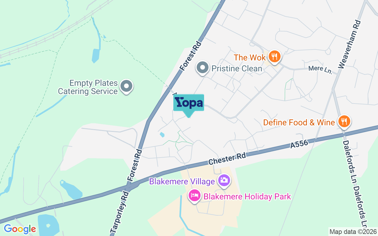 Map showing the location of CW8 2AD