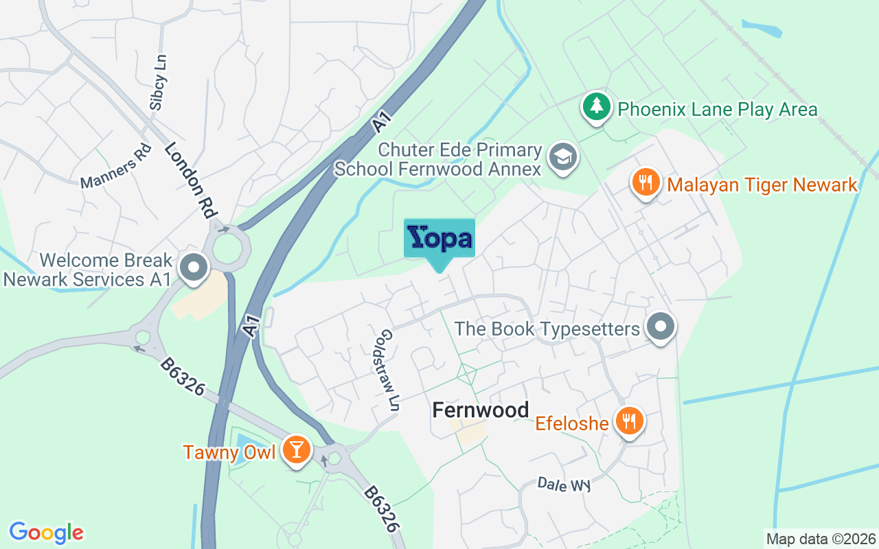 Map showing the location of NG24 3UX