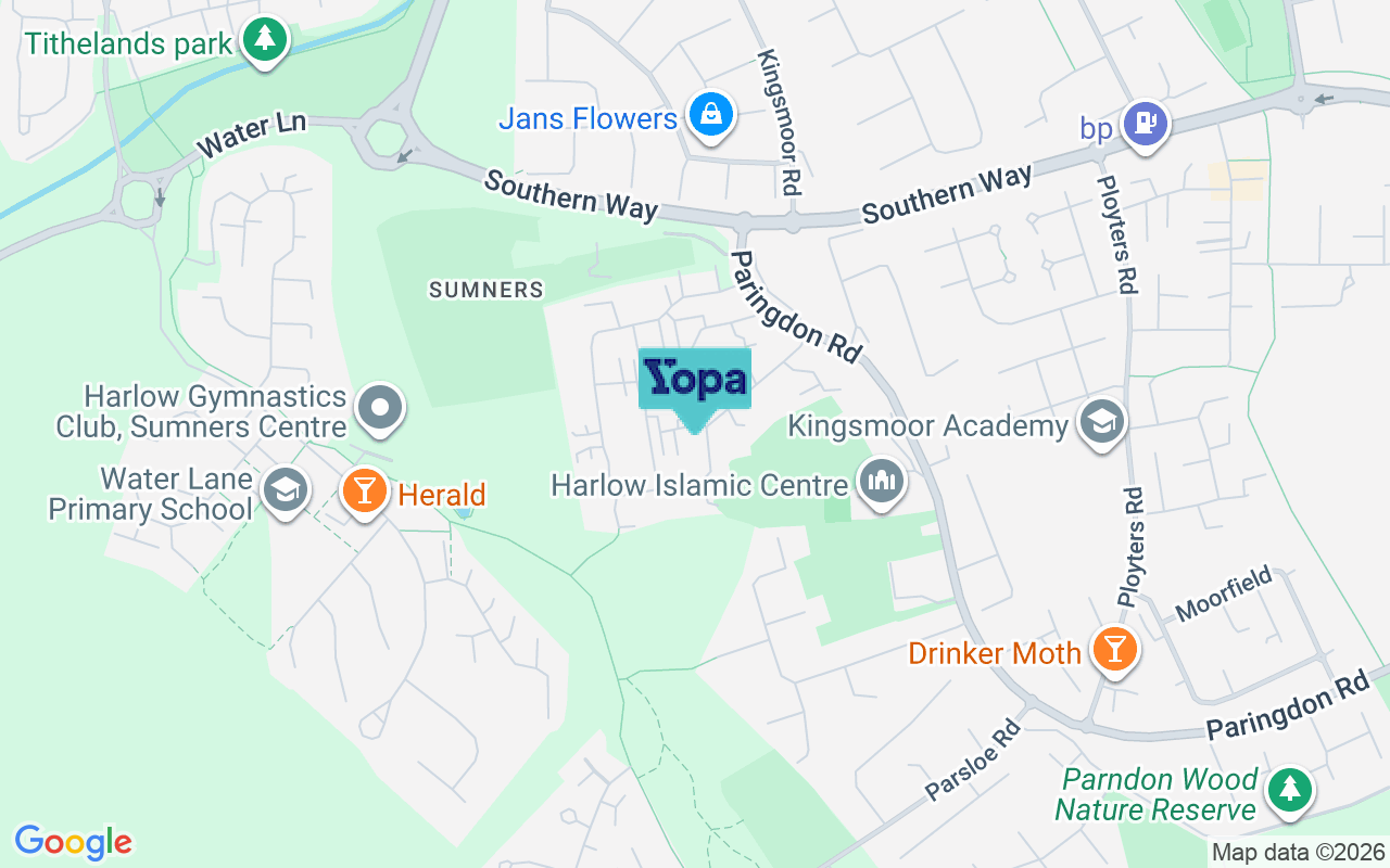 Map showing the location of CM19 4SP