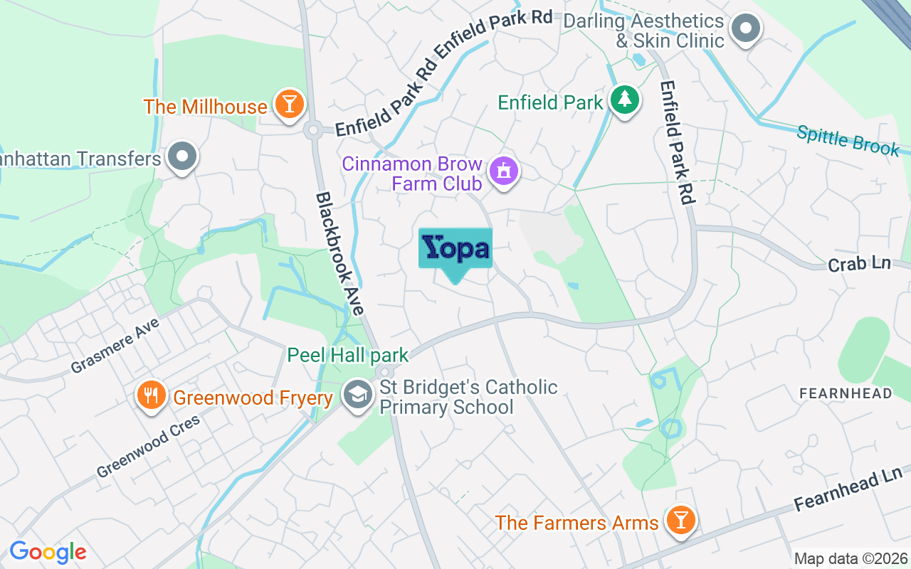 Map showing the location of WA2 0AJ