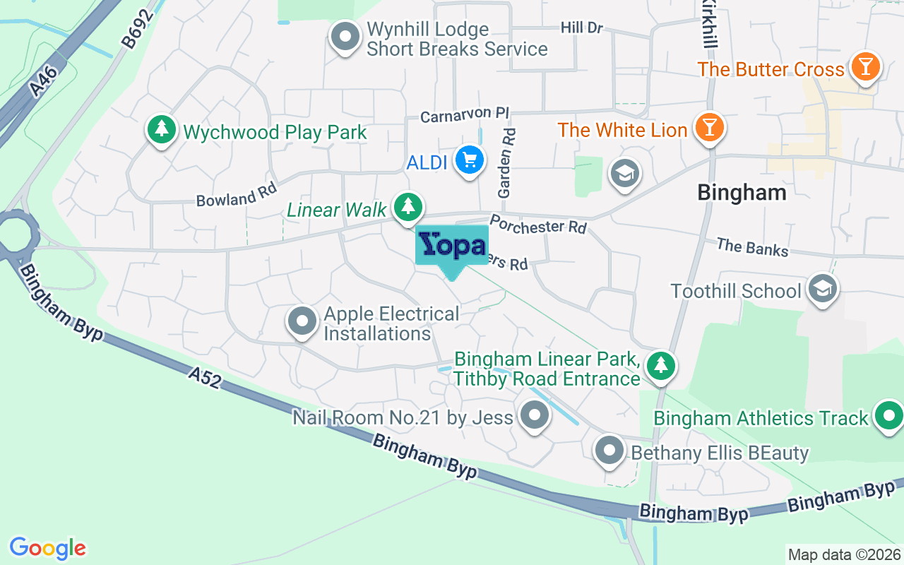 Map showing the location of NG13 8TU