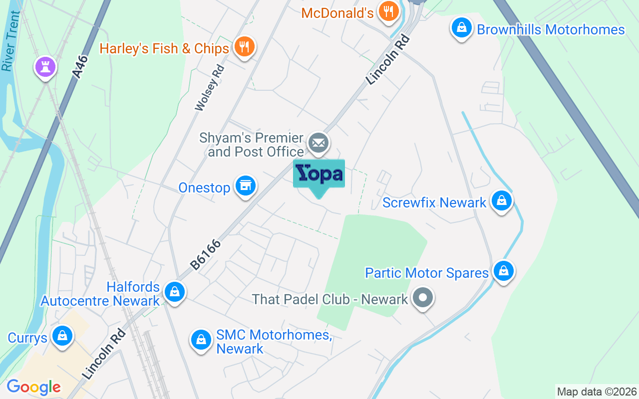 Map showing the location of NG24 2FX