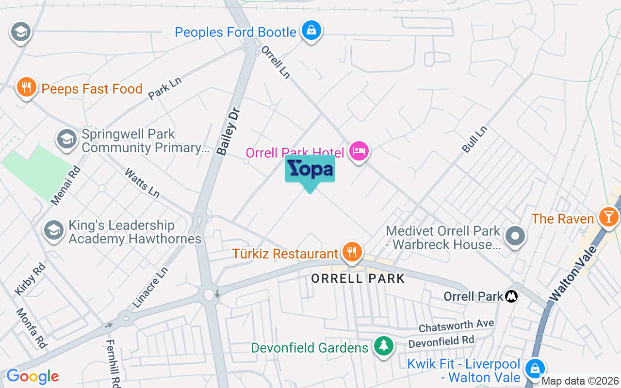 Map showing the location of L20 0EF