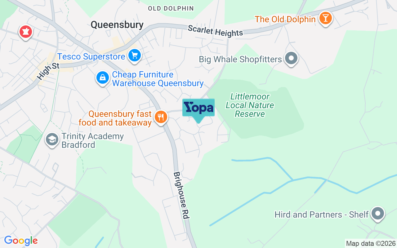 Map showing the location of BD13 1DQ