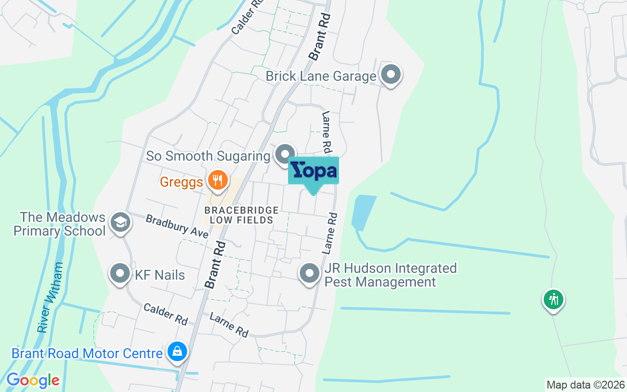 Map showing the location of LN5 9TW