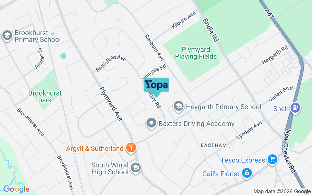Map showing the location of CH62 8AN