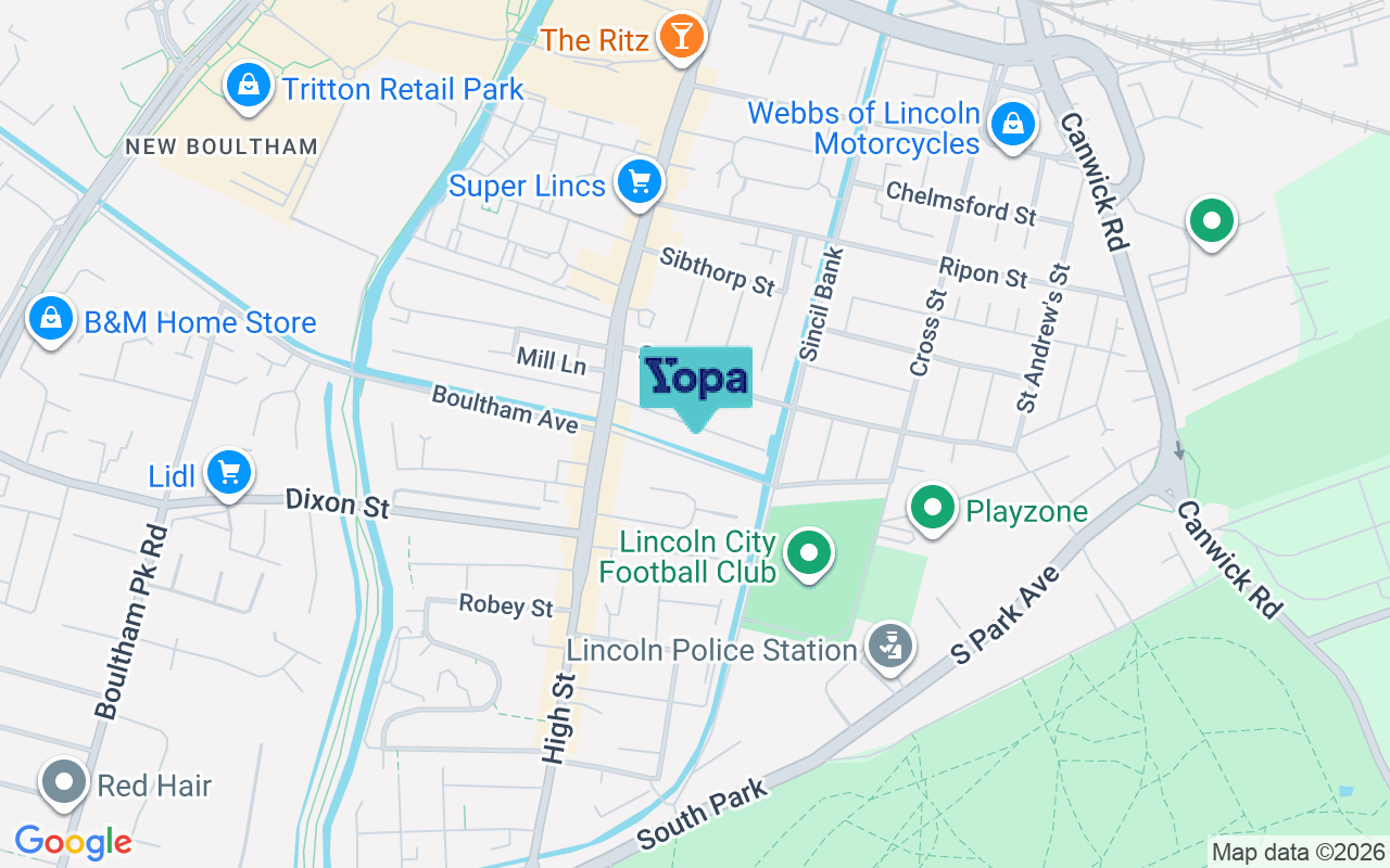 Map showing the location of LN5 7TD