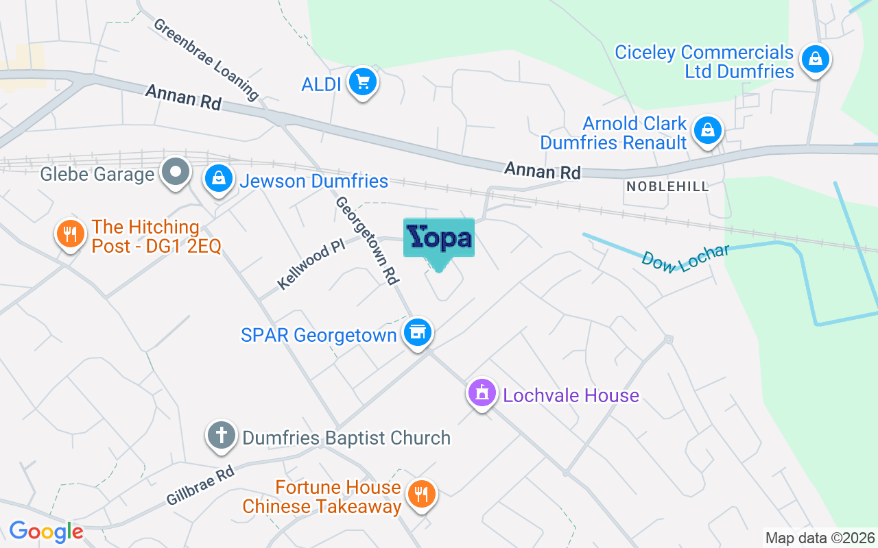 Map showing the location of DG1 4BX