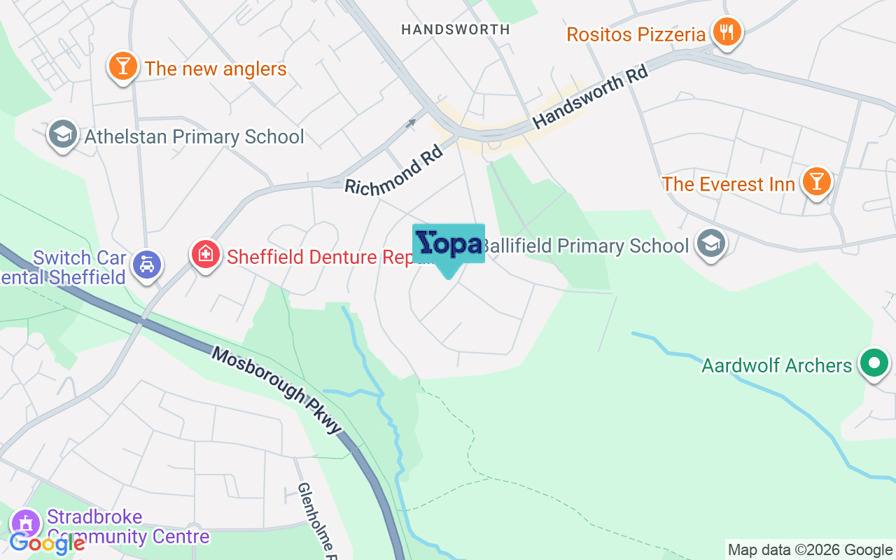 Map showing the location of S13 8TX