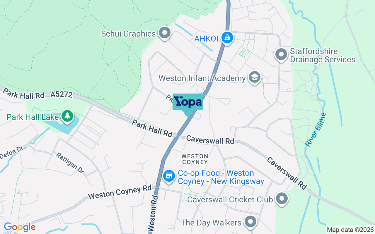 Map showing the location of ST3 6PZ