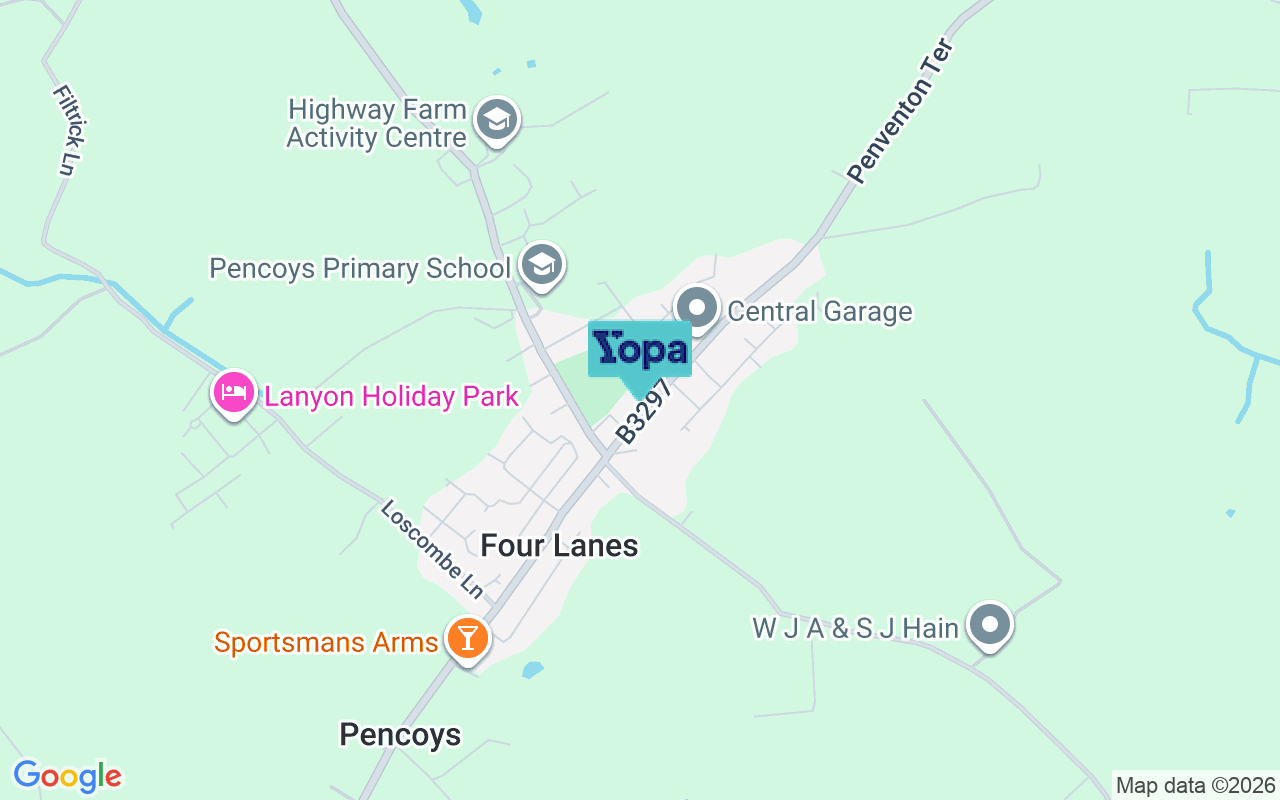Map showing the location of TR16 6PY