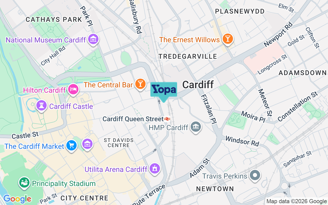 Map showing the location of CF10 2GP