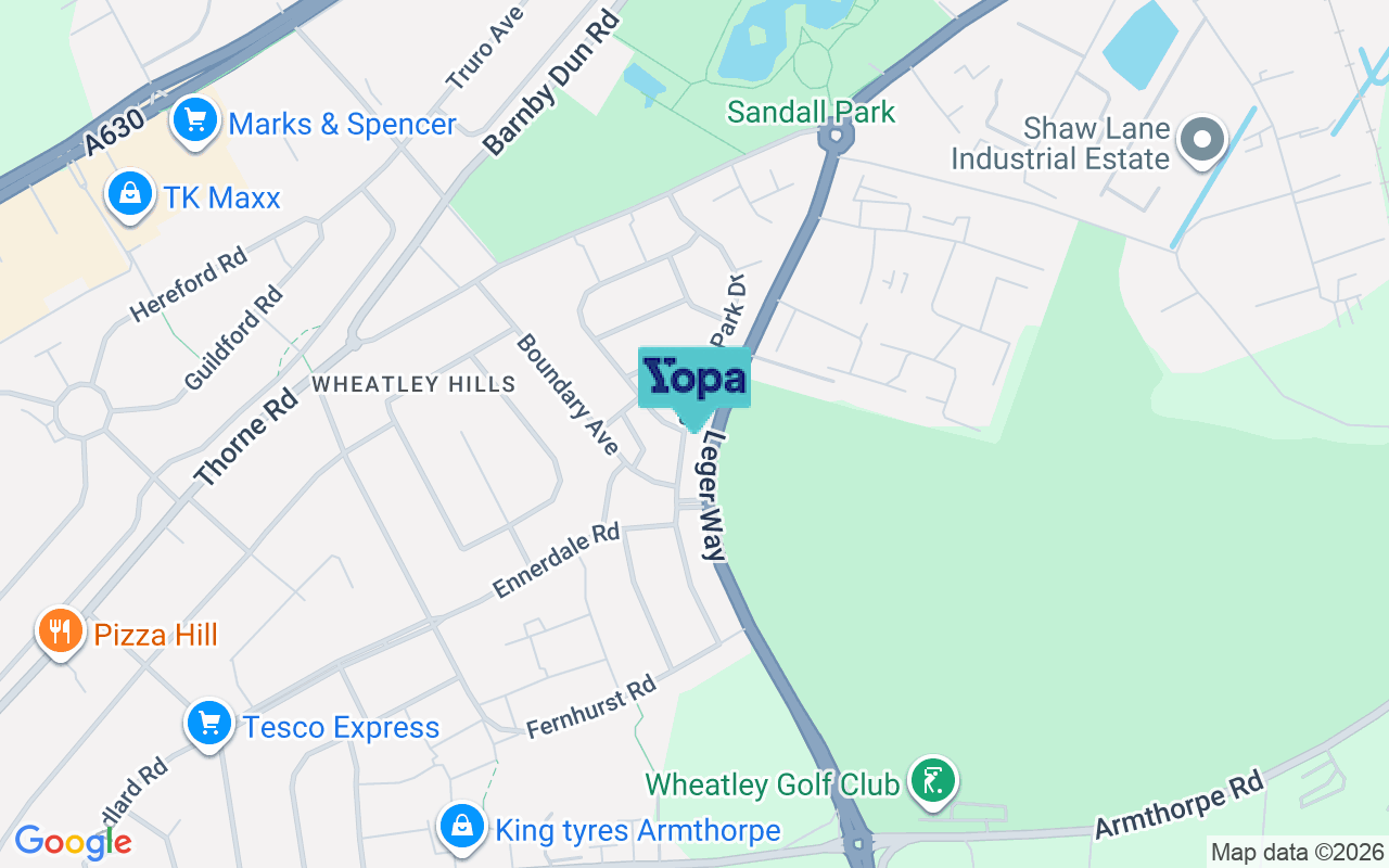 Map showing the location of DN2 5RB