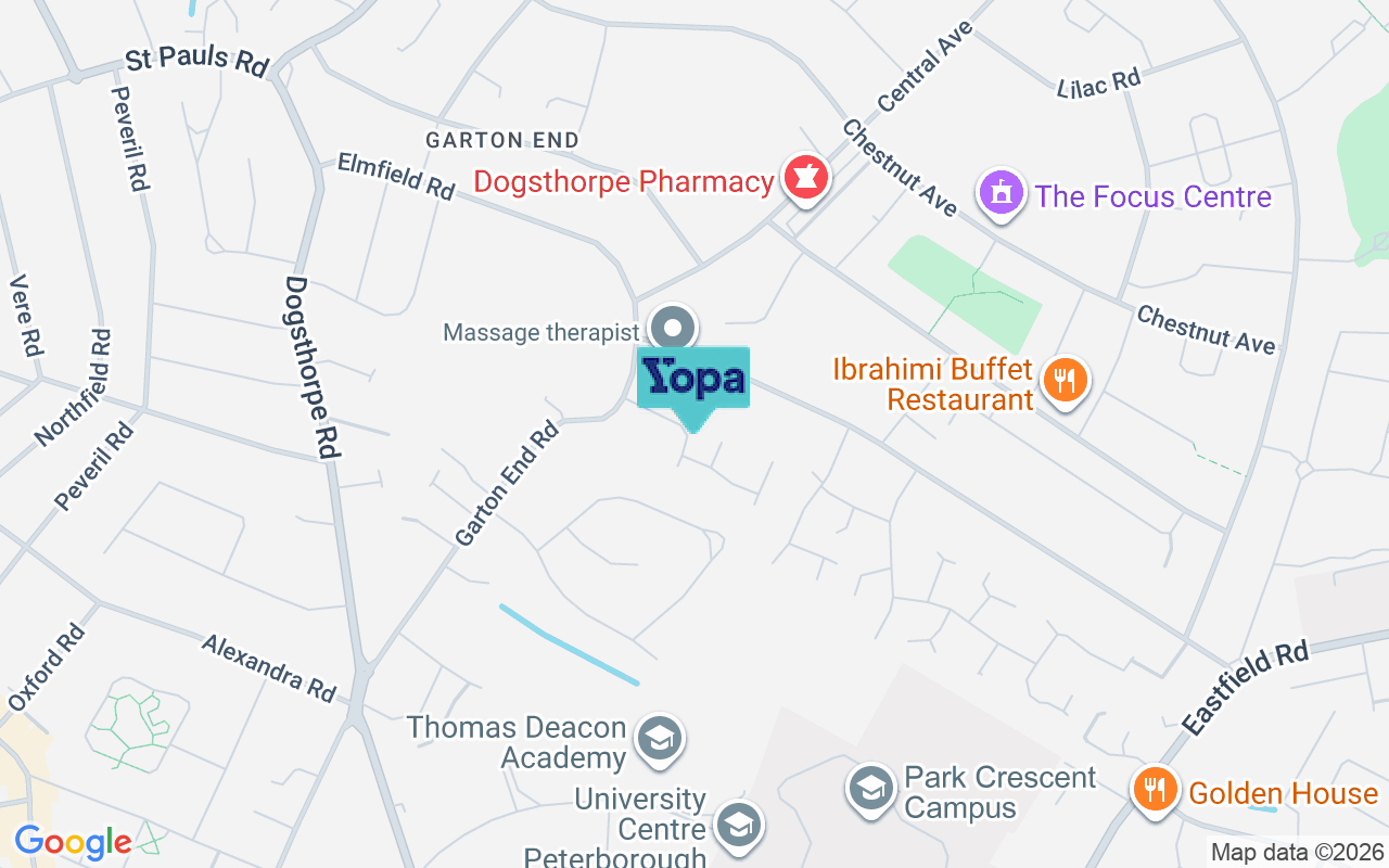 Map showing the location of PE1 4EA