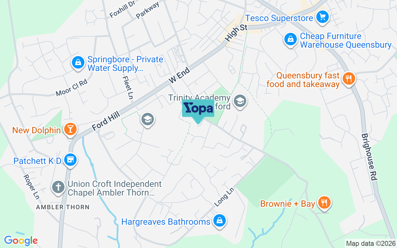 Map showing the location of BD13 2BA