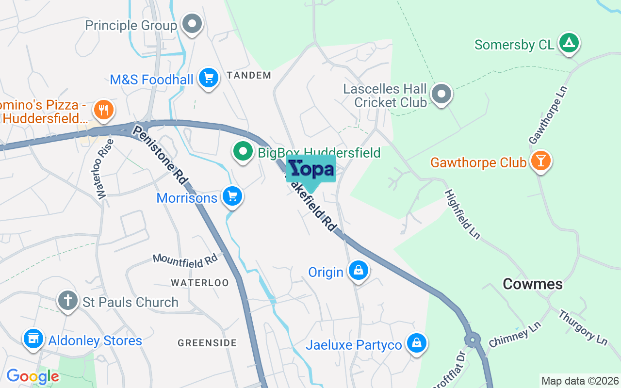 Map showing the location of HD8 0BG