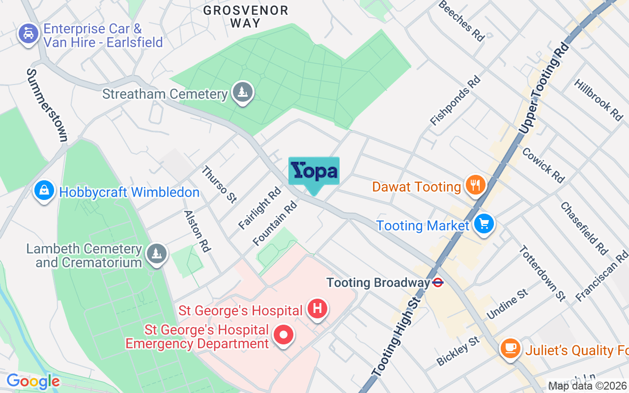 Map showing the location of SW17 0GQ
