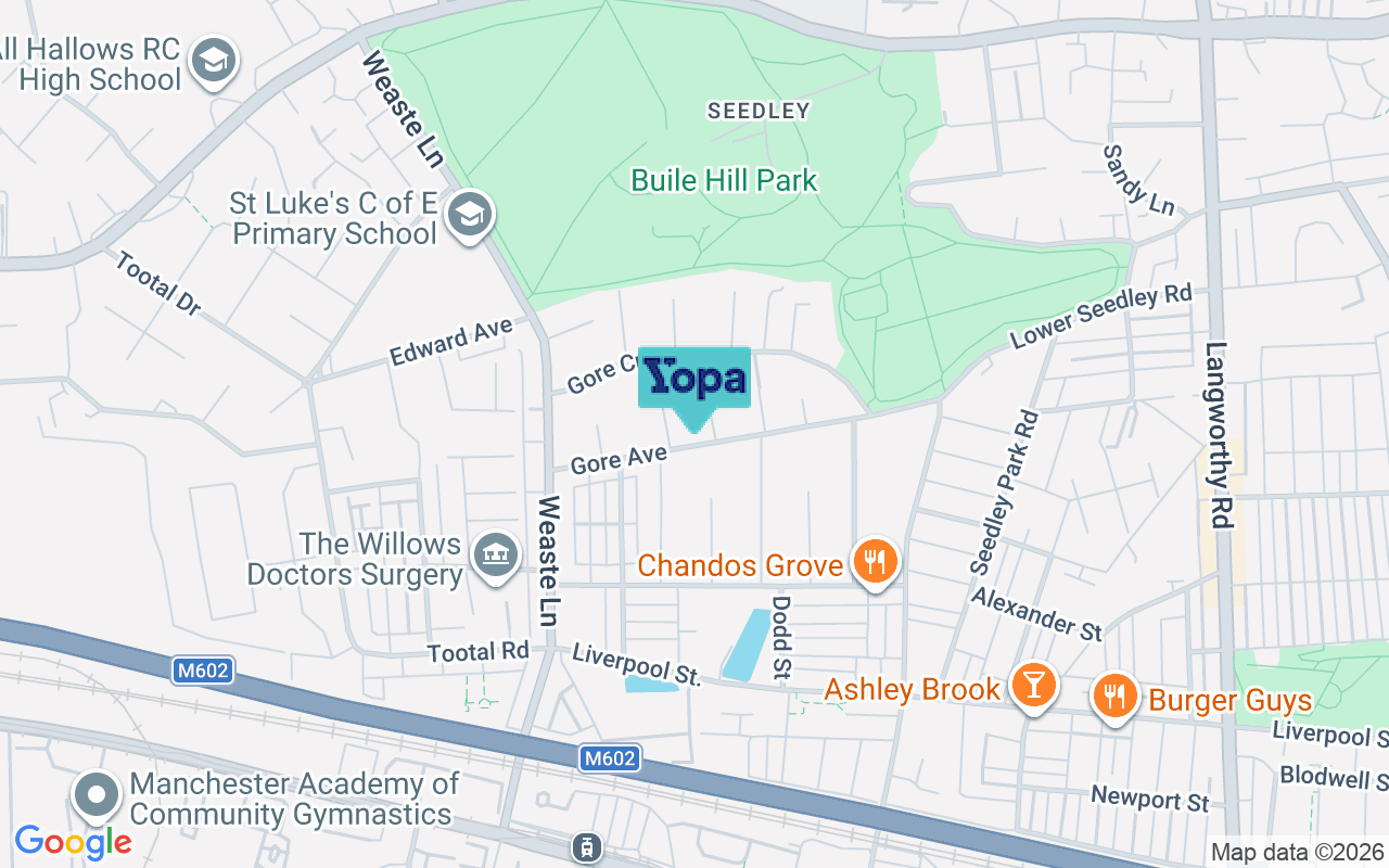 Map showing the location of M5 5LG