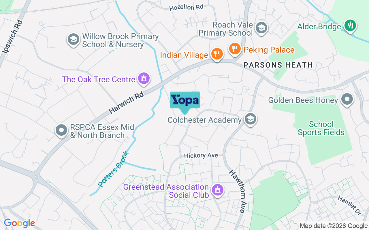Map showing the location of CO4 3NN