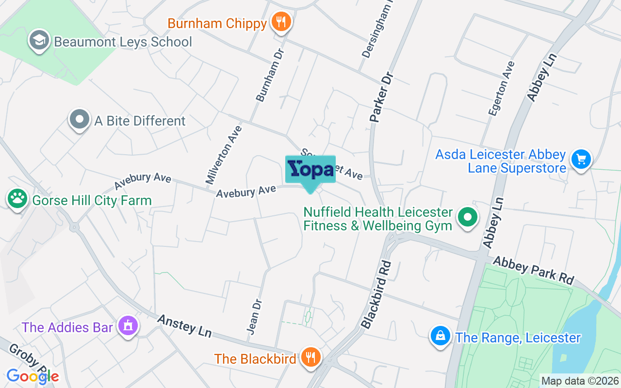 Map showing the location of LE4 0HF