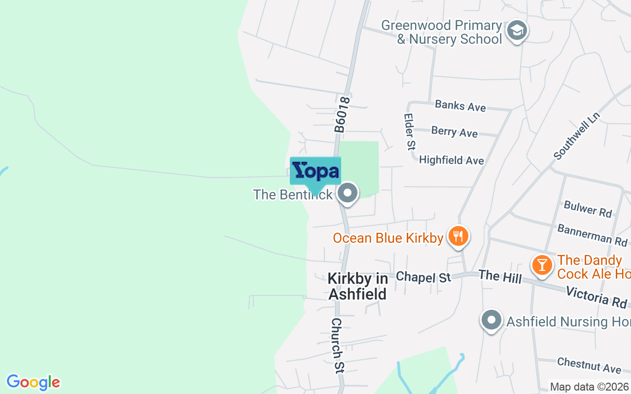 Map showing the location of NG17 8GW
