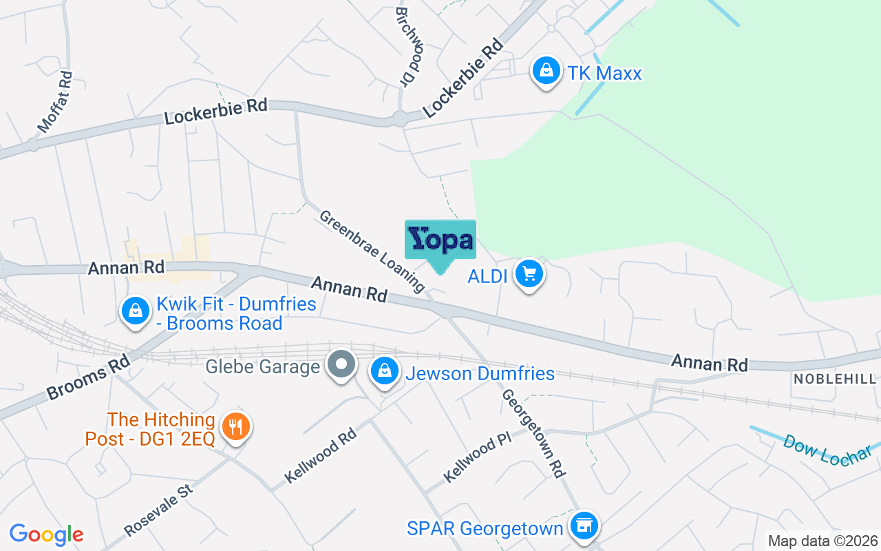 Map showing the location of DG1 3DF