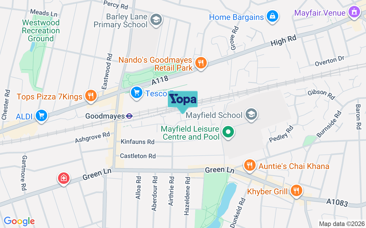 Map showing the location of IG3 9QQ